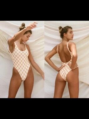 NWT Toast Swim x FP Movement Gingham One Piece Swimsuit Sz Large
